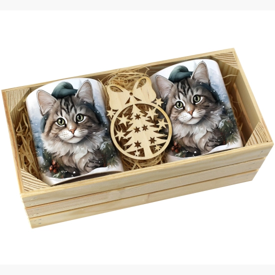 PREZENT ŚWIĄTECZNY ZESTAW KUBKÓW W SKRZYNCE KUBKI MIKOŁAJ RENIFER ŚWIĘTA