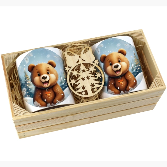 PREZENT ŚWIĄTECZNY ZESTAW KUBKÓW W SKRZYNCE KUBKI MIKOŁAJ RENIFER ŚWIĘTA