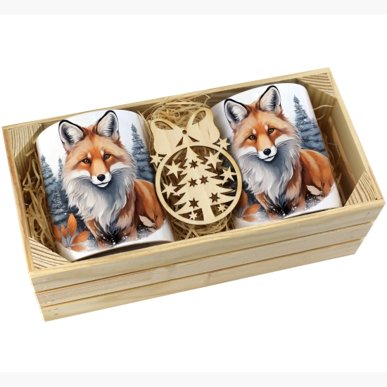 PREZENT ŚWIĄTECZNY ZESTAW KUBKÓW W SKRZYNCE KUBKI MIKOŁAJ RENIFER ŚWIĘTA