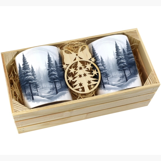 PREZENT ŚWIĄTECZNY ZESTAW KUBKÓW W SKRZYNCE KUBKI MIKOŁAJ RENIFER ŚWIĘTA