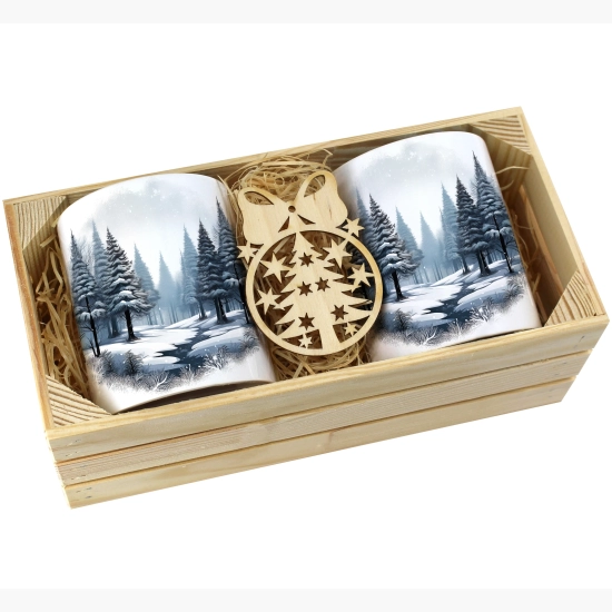 PREZENT ŚWIĄTECZNY ZESTAW KUBKÓW W SKRZYNCE KUBKI MIKOŁAJ RENIFER ŚWIĘTA