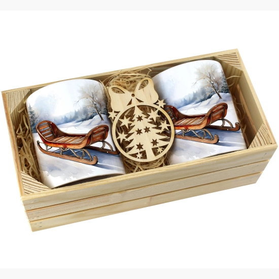 PREZENT ŚWIĄTECZNY ZESTAW KUBKÓW W SKRZYNCE KUBKI MIKOŁAJ RENIFER ŚWIĘTA