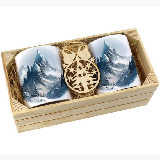 PREZENT ŚWIĄTECZNY ZESTAW KUBKÓW W SKRZYNCE KUBKI MIKOŁAJ RENIFER ŚWIĘTA