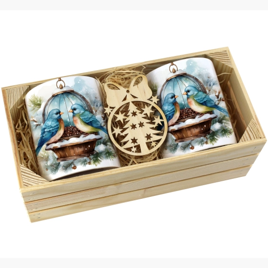 PREZENT ŚWIĄTECZNY ZESTAW KUBKÓW W SKRZYNCE KUBKI MIKOŁAJ RENIFER ŚWIĘTA