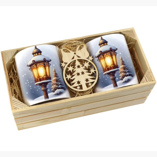 PREZENT ŚWIĄTECZNY ZESTAW KUBKÓW W SKRZYNCE KUBKI MIKOŁAJ RENIFER ŚWIĘTA