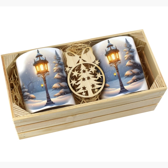 PREZENT ŚWIĄTECZNY ZESTAW KUBKÓW W SKRZYNCE KUBKI MIKOŁAJ RENIFER ŚWIĘTA