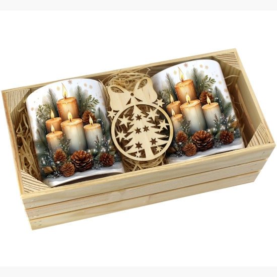 PREZENT ŚWIĄTECZNY ZESTAW KUBKÓW W SKRZYNCE KUBKI MIKOŁAJ RENIFER ŚWIĘTA