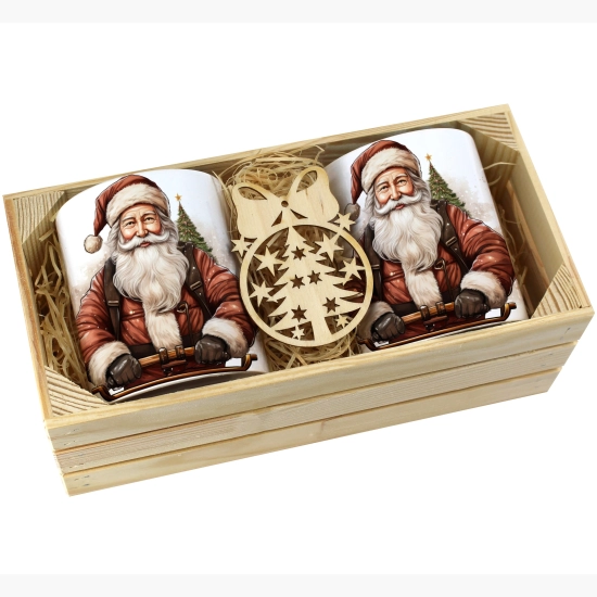 PREZENT ŚWIĄTECZNY ZESTAW KUBKÓW W SKRZYNCE KUBKI MIKOŁAJ RENIFER ŚWIĘTA