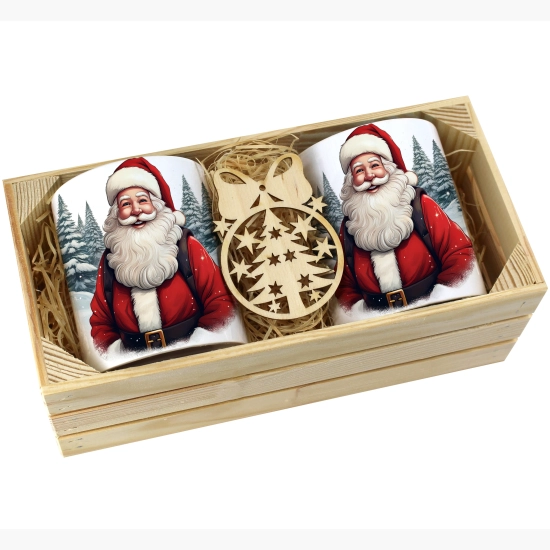 PREZENT ŚWIĄTECZNY ZESTAW KUBKÓW W SKRZYNCE KUBKI MIKOŁAJ RENIFER ŚWIĘTA