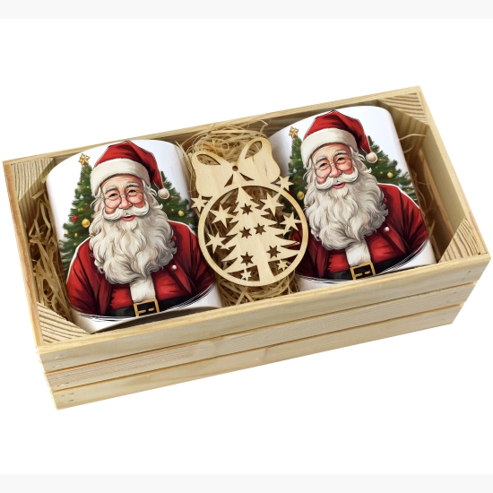 PREZENT ŚWIĄTECZNY ZESTAW KUBKÓW W SKRZYNCE KUBKI MIKOŁAJ RENIFER ŚWIĘTA