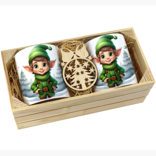 PREZENT ŚWIĄTECZNY ZESTAW KUBKÓW W SKRZYNCE KUBKI MIKOŁAJ RENIFER ŚWIĘTA