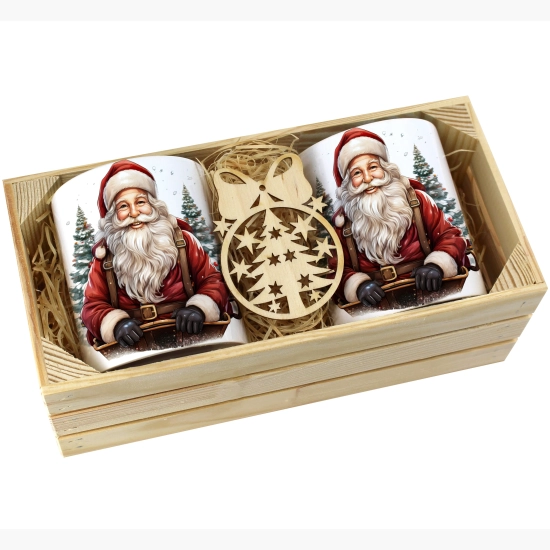 PREZENT ŚWIĄTECZNY ZESTAW KUBKÓW W SKRZYNCE KUBKI MIKOŁAJ RENIFER ŚWIĘTA