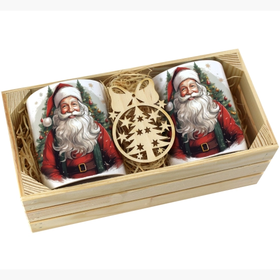 PREZENT ŚWIĄTECZNY ZESTAW KUBKÓW W SKRZYNCE KUBKI MIKOŁAJ RENIFER ŚWIĘTA