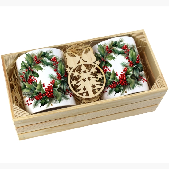 PREZENT ŚWIĄTECZNY ZESTAW KUBKÓW W SKRZYNCE KUBKI MIKOŁAJ RENIFER ŚWIĘTA