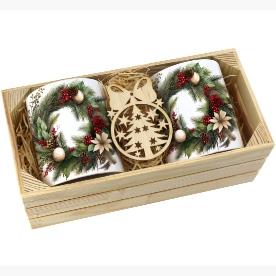 PREZENT ŚWIĄTECZNY ZESTAW KUBKÓW W SKRZYNCE KUBKI MIKOŁAJ RENIFER ŚWIĘTA