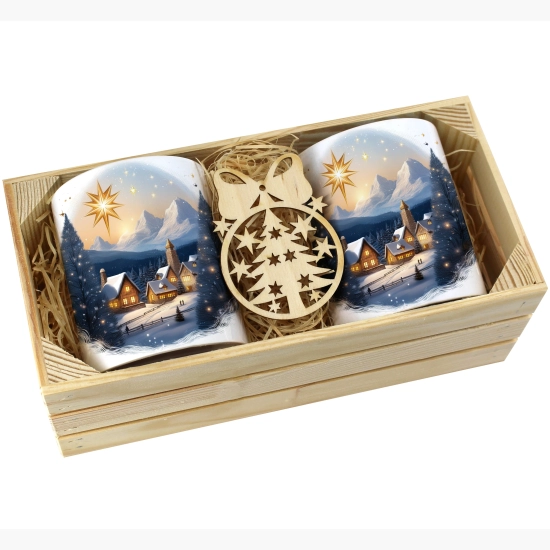 PREZENT ŚWIĄTECZNY ZESTAW KUBKÓW W SKRZYNCE KUBKI MIKOŁAJ RENIFER ŚWIĘTA