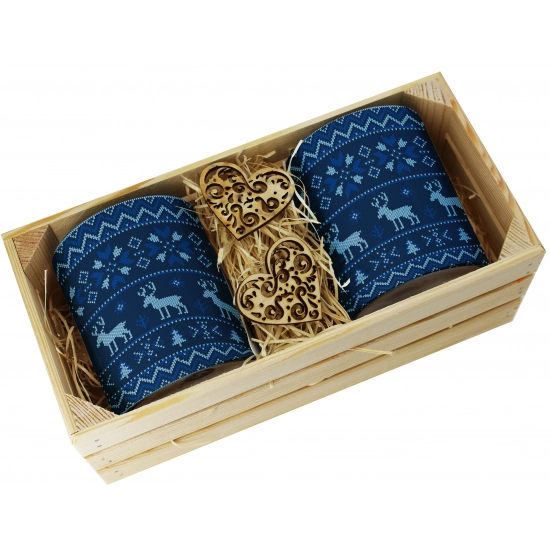 PREZENT ŚWIĄTECZNY ZESTAW KUBKÓW W SKRZYNCE KUBKI MIKOŁAJ RENIFER ŚWIĘTA