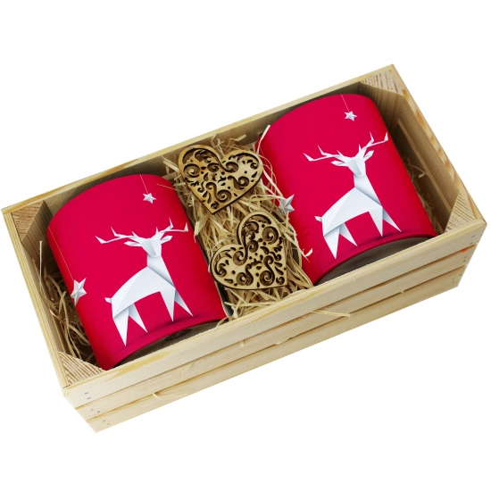 PREZENT ŚWIĄTECZNY ZESTAW KUBKÓW W SKRZYNCE KUBKI MIKOŁAJ RENIFER ŚWIĘTA