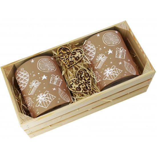 PREZENT ŚWIĄTECZNY ZESTAW KUBKÓW W SKRZYNCE KUBKI MIKOŁAJ RENIFER ŚWIĘTA