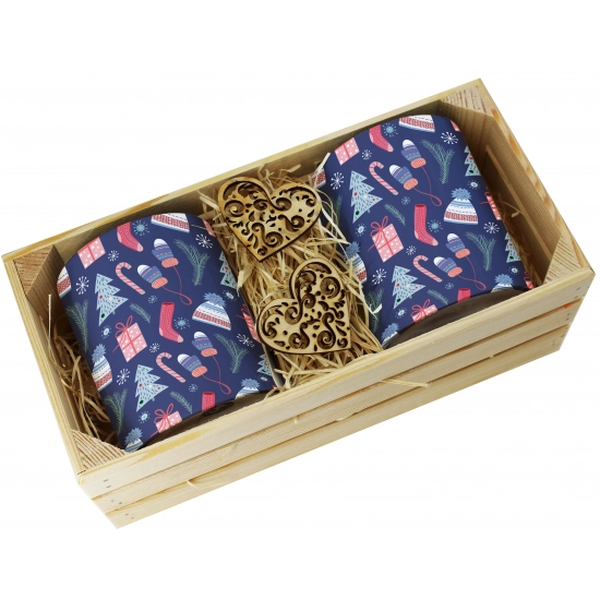 PREZENT ŚWIĄTECZNY ZESTAW KUBKÓW W SKRZYNCE KUBKI MIKOŁAJ RENIFER ŚWIĘTA