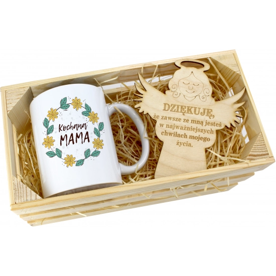 KUBEK 330ml DLA MAMY W SKRZYNCE ZAWIESZKA ANIOŁEK DZIEŃ MATKI MAMA PREZENT