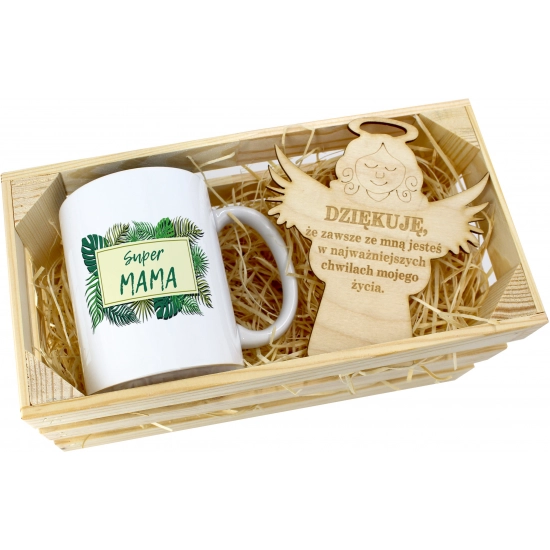 KUBEK 330ml DLA MAMY W SKRZYNCE ZAWIESZKA ANIOŁEK DZIEŃ MATKI MAMA PREZENT