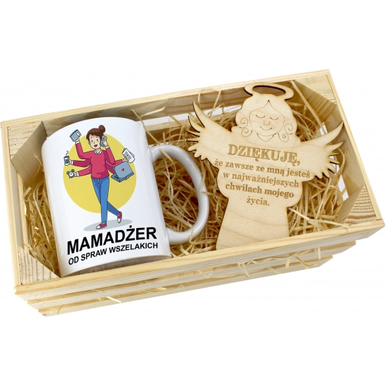 KUBEK 330ml DLA MAMY W SKRZYNCE ZAWIESZKA ANIOŁEK DZIEŃ MATKI MAMA PREZENT
