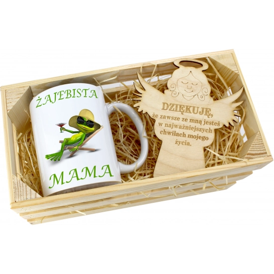 KUBEK 330ml DLA MAMY W SKRZYNCE ZAWIESZKA ANIOŁEK DZIEŃ MATKI MAMA PREZENT