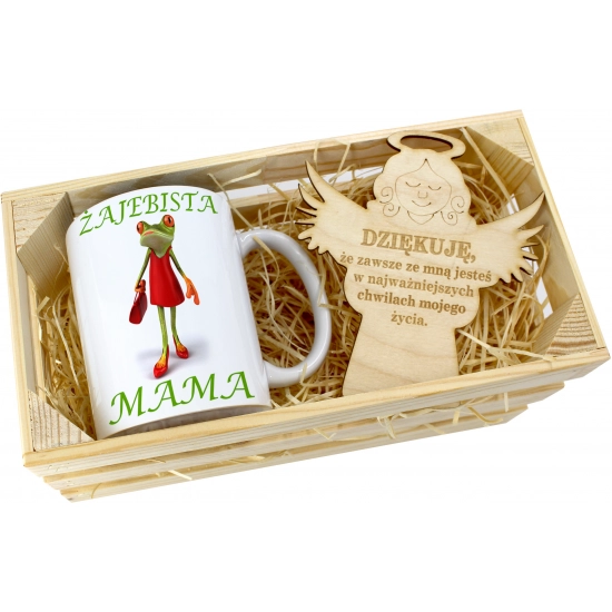 KUBEK 330ml DLA MAMY W SKRZYNCE ZAWIESZKA ANIOŁEK DZIEŃ MATKI MAMA PREZENT