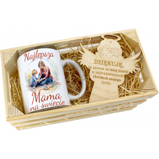 KUBEK 330ml DLA MAMY W SKRZYNCE ZAWIESZKA ANIOŁEK DZIEŃ MATKI MAMA PREZENT