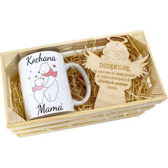 KUBEK 330ml DLA MAMY W SKRZYNCE ZAWIESZKA ANIOŁEK DZIEŃ MATKI MAMA PREZENT