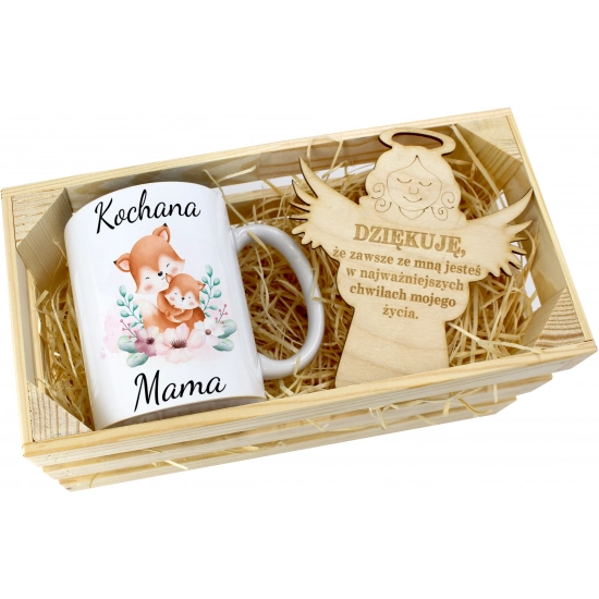 KUBEK 330ml DLA MAMY W SKRZYNCE ZAWIESZKA ANIOŁEK DZIEŃ MATKI MAMA PREZENT