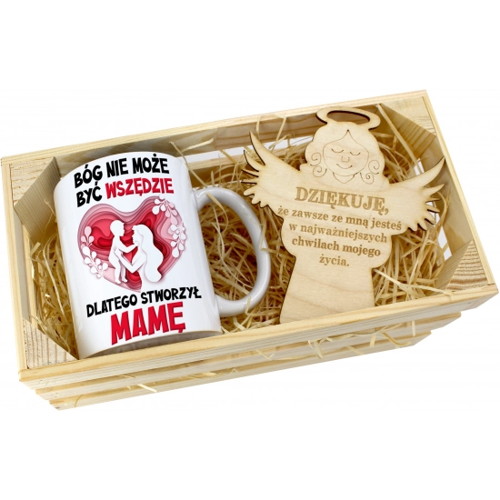 KUBEK 330ml DLA MAMY W SKRZYNCE ZAWIESZKA ANIOŁEK DZIEŃ MATKI MAMA PREZENT