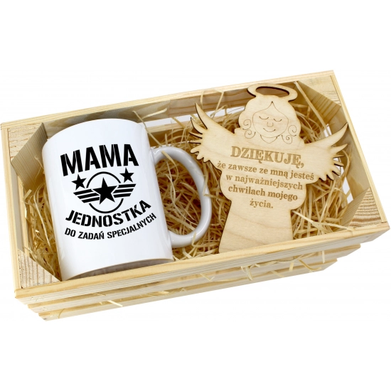 KUBEK 330ml DLA MAMY W SKRZYNCE ZAWIESZKA ANIOŁEK DZIEŃ MATKI MAMA PREZENT