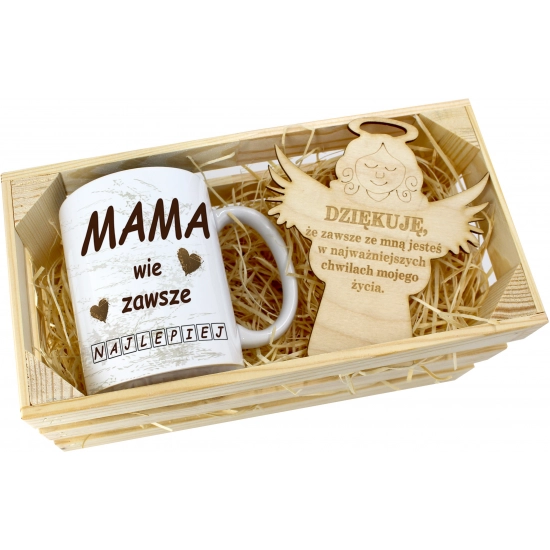 KUBEK 330ml DLA MAMY W SKRZYNCE ZAWIESZKA ANIOŁEK DZIEŃ MATKI MAMA PREZENT