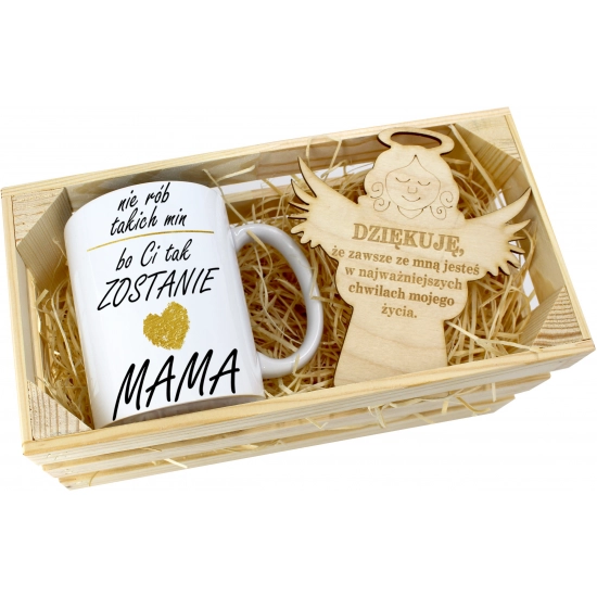 KUBEK 330ml DLA MAMY W SKRZYNCE ZAWIESZKA ANIOŁEK DZIEŃ MATKI MAMA PREZENT