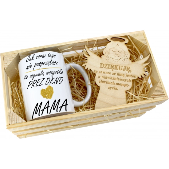 KUBEK 330ml DLA MAMY W SKRZYNCE ZAWIESZKA ANIOŁEK DZIEŃ MATKI MAMA PREZENT