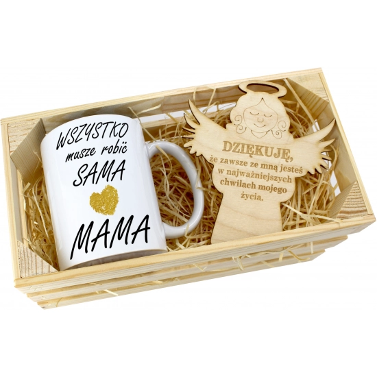 KUBEK 330ml DLA MAMY W SKRZYNCE ZAWIESZKA ANIOŁEK DZIEŃ MATKI MAMA PREZENT