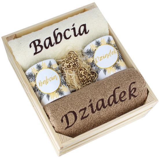 IDEALNY PREZENT - ZESTAW RĘCZNIKI + KUBKI BABCIA i DZIADEK