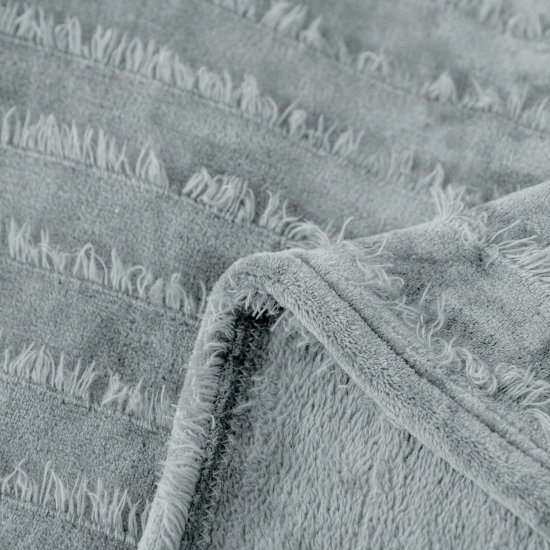 PLUSZOWY KOC NA ŁÓŻKO FOTEL Z MIKROFIBRY 160X200 NARZUTA JASNY SZARY