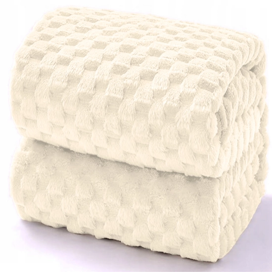 KOC 160x200 NARZUTA NA ŁÓŻKO Z MIKROFIBRY MIĘKKI KAPA CUBETTO ECRU