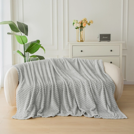 JASNO SZARY KOC 200x220 NARZUTA NA ŁÓŻKO Z MIKROFIBRY MIĘKKI CUBETTO KAPA