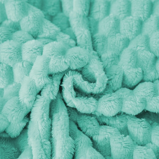 LAZUROWY KOC 160x200 NARZUTA NA ŁÓŻKO Z MIKROFIBRY MIĘKKI KAPA CUBETTO KAPA