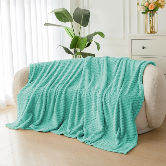 LAZUROWY KOC 160x200 NARZUTA NA ŁÓŻKO Z MIKROFIBRY MIĘKKI KAPA CUBETTO KAPA