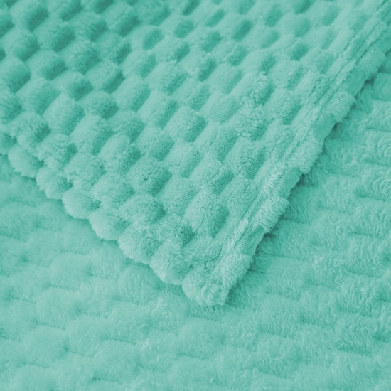 LAZUROWY KOC 160x200 NARZUTA NA ŁÓŻKO Z MIKROFIBRY MIĘKKI KAPA CUBETTO KAPA
