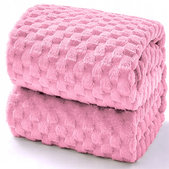 KOC 160x200 NARZUTA NA ŁÓŻKO Z MIKROFIBRY MIĘKKI KAPA CUBETTO PUDROWY RÓŻ