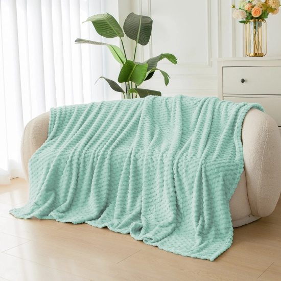 LAZUROWY KOC 160x200 NARZUTA NA ŁÓŻKO Z MIKROFIBRY MIĘKKI KAPA CUBETTO KAPA