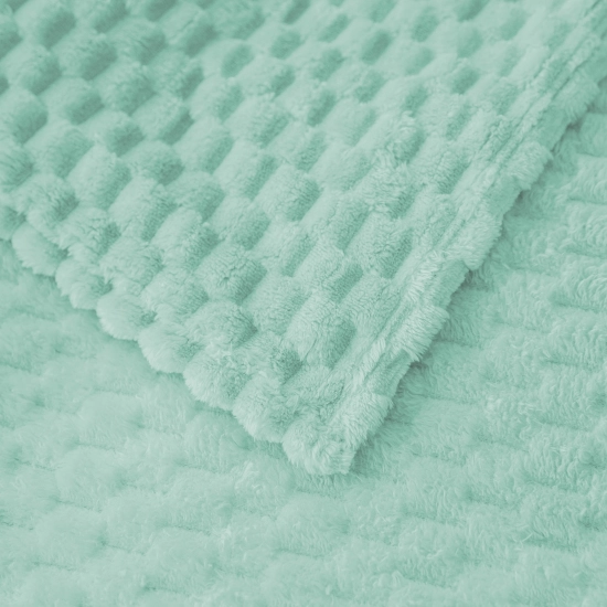 LAZUROWY KOC 160x200 NARZUTA NA ŁÓŻKO Z MIKROFIBRY MIĘKKI KAPA CUBETTO KAPA