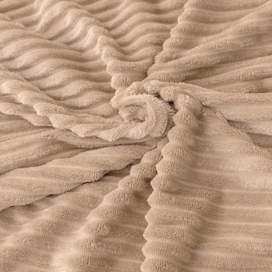 KOC TŁOCZONY 200x220 Z MIKROFIBRY MIĘKKI LUKSUSOWY NARZUTA CIEMNY BEŻ