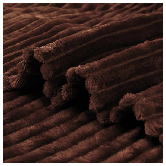 KOC TŁOCZONY NA ŁÓŻKO W PASY Z MIKROFIBRY 160X200 NARZUTA BRĄZOWY